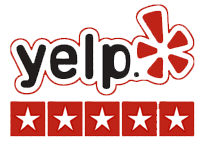 Yelp logo with five-star rating for Island Dental business review