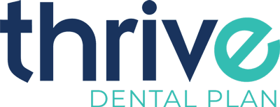Thrive Dental Plan logo with dark blue and turquoise text on white background